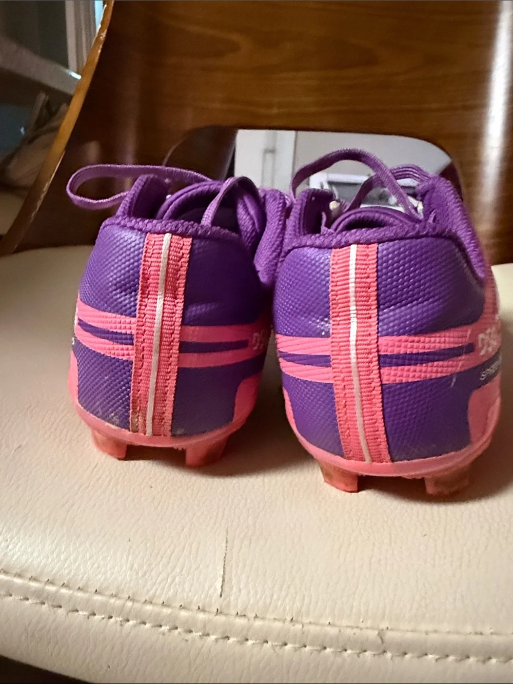 DSG White Pink Purple Kids Soccer Cleats